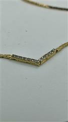 Synthetic Cubic Zirconia Stone Necklace Yellow Gold Electroplate 7.06g